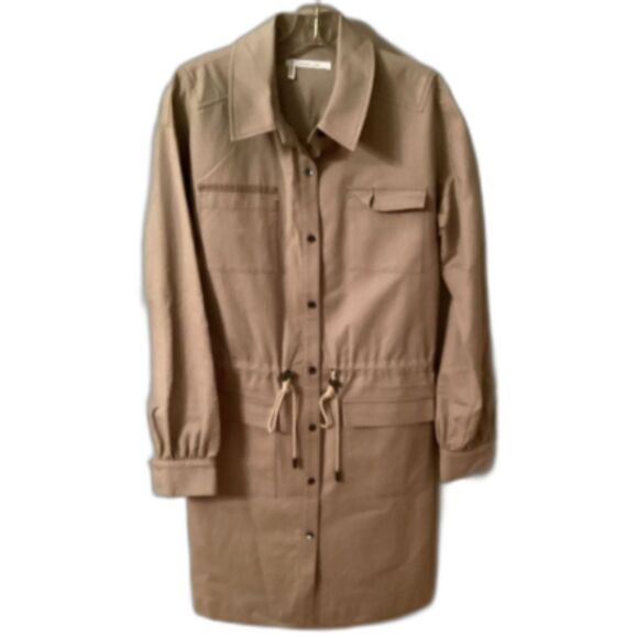 DEREK LAM 10 CROSBY SIZE 8 KHAKI DRAWSTRING SHIRTDRESS - Picture 1 of 10